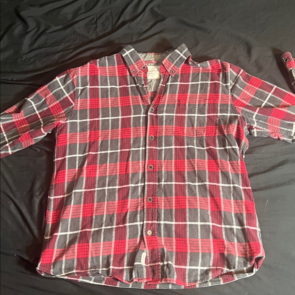Weatherproof Casual Red and Black Plaid Button-Down Shirt